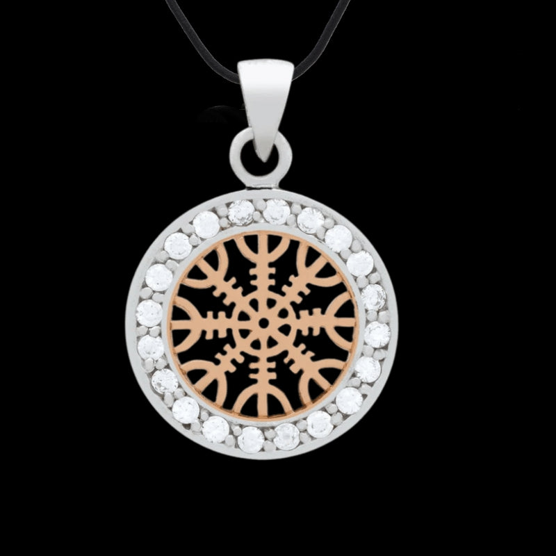 vkngjewelry Pendant Aegishjalmur Sterling Silver with Rose Gold Pendant