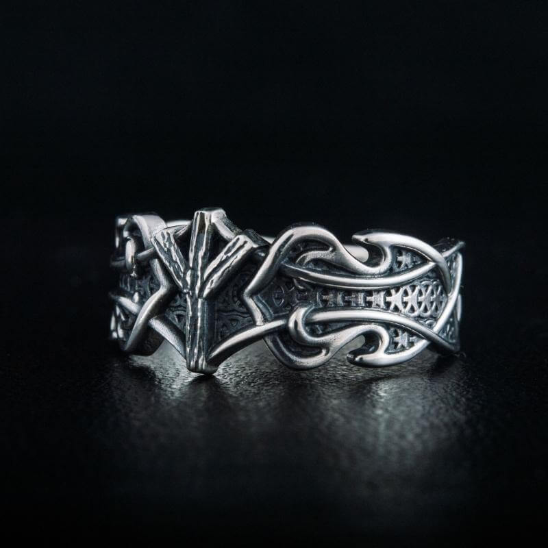 vkngjewelry Bagues Algiz Rune Norse Ornament Sterling Silver Ring