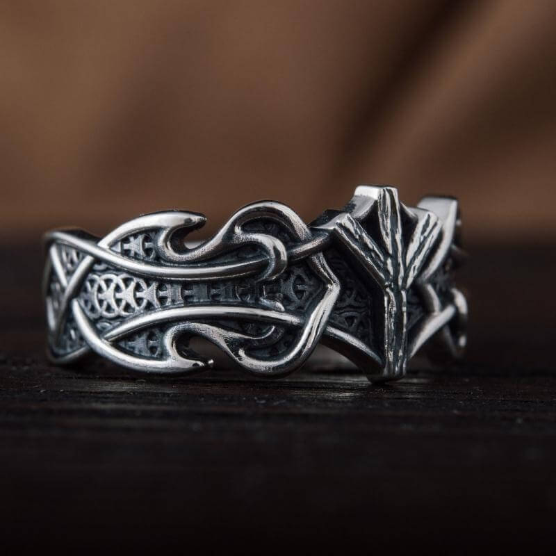 vkngjewelry Bagues Algiz Rune Norse Ornament Sterling Silver Ring