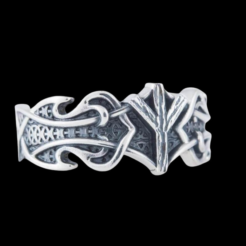 vkngjewelry Bagues Handcrafted Algiz Rune Norse Ornament Sterling Silver Ring
