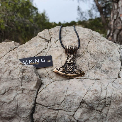 vkngjewelry Pendant Amulet Viking Axe Double Sided Bronze Pendant