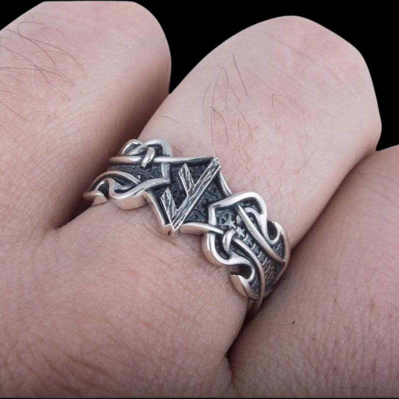 vkngjewelry Bagues Handcrafted Ansuz Rune Norse Ornament Sterling Silver Ring