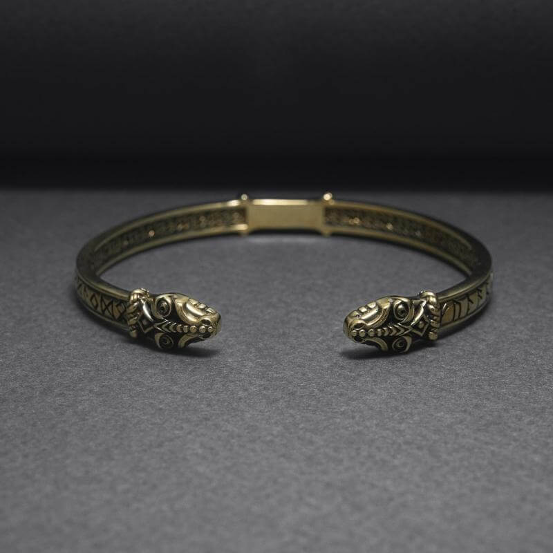 vkngjewelry Bracelet Armring Jormungandr with Elder Futhark Runes