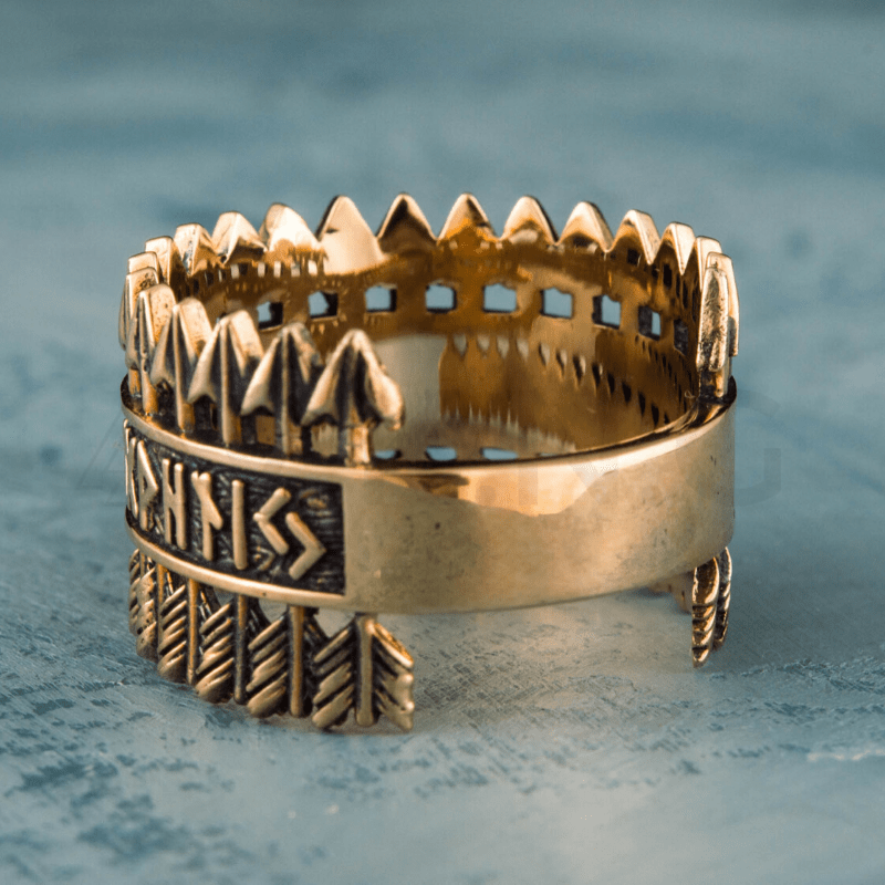 vkngjewelry Bagues Arrows Elder Futhark Runes Bronze Ring