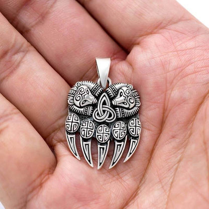 vkngjewelry Pendant Bear Paw Claw triquetra Sterling Silver Pendant