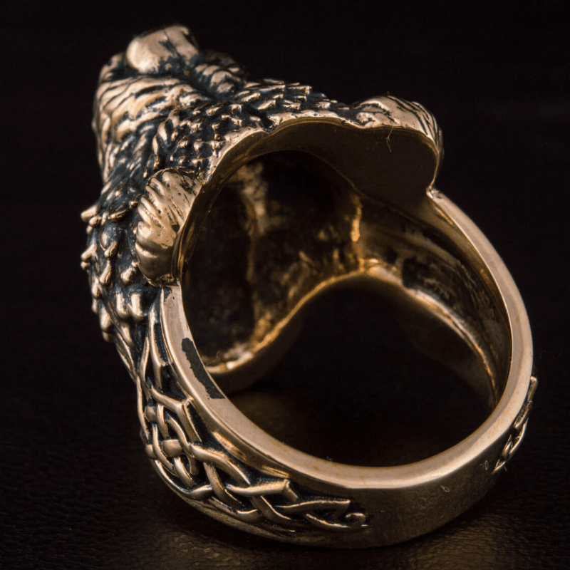 vkngjewelry Bagues Berserker Head Bronze Ring