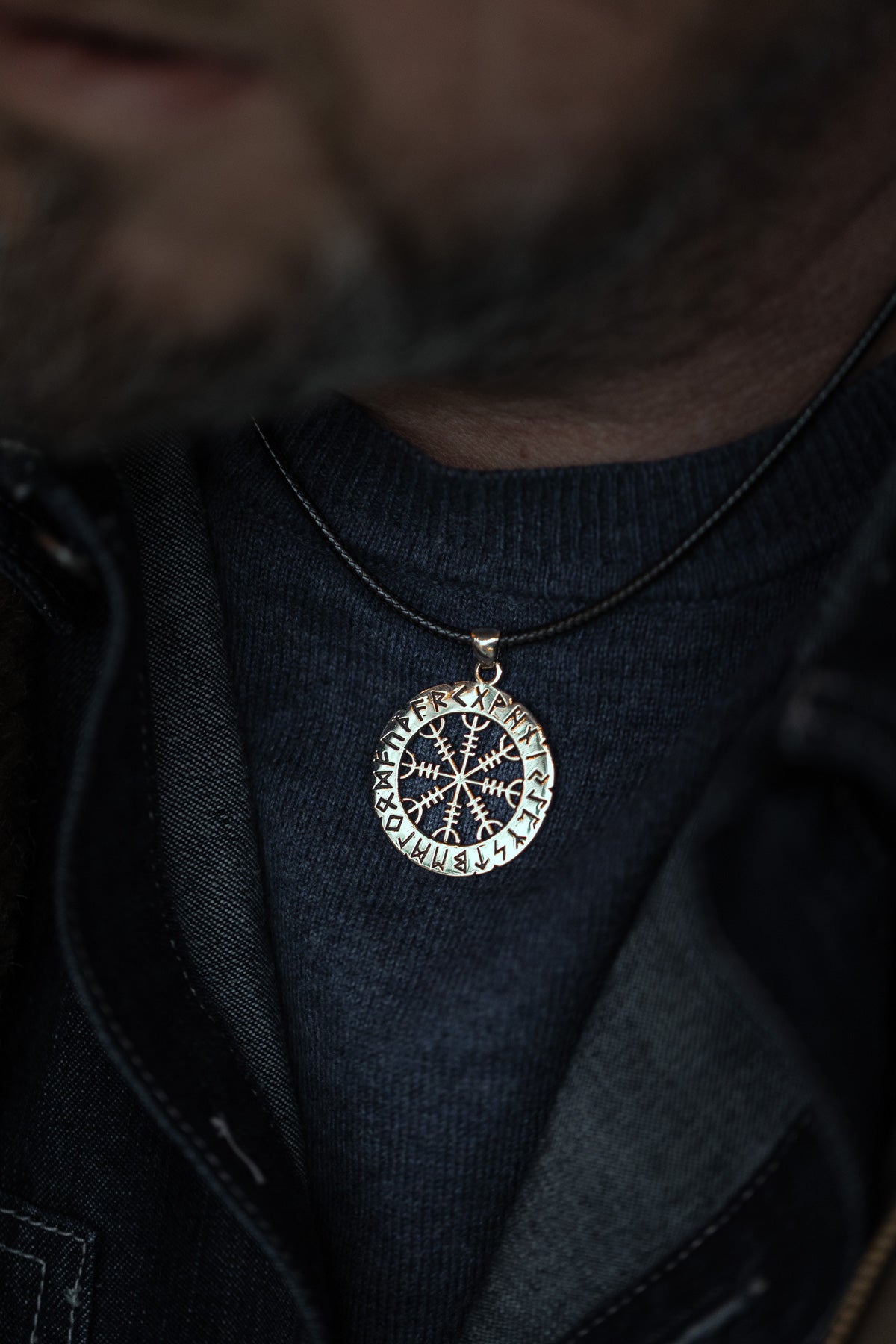 vkngjewelry Pendant Brass Helm of Awe Pendant Handcrafted Nordic Amulet with Elder Futhark Runes