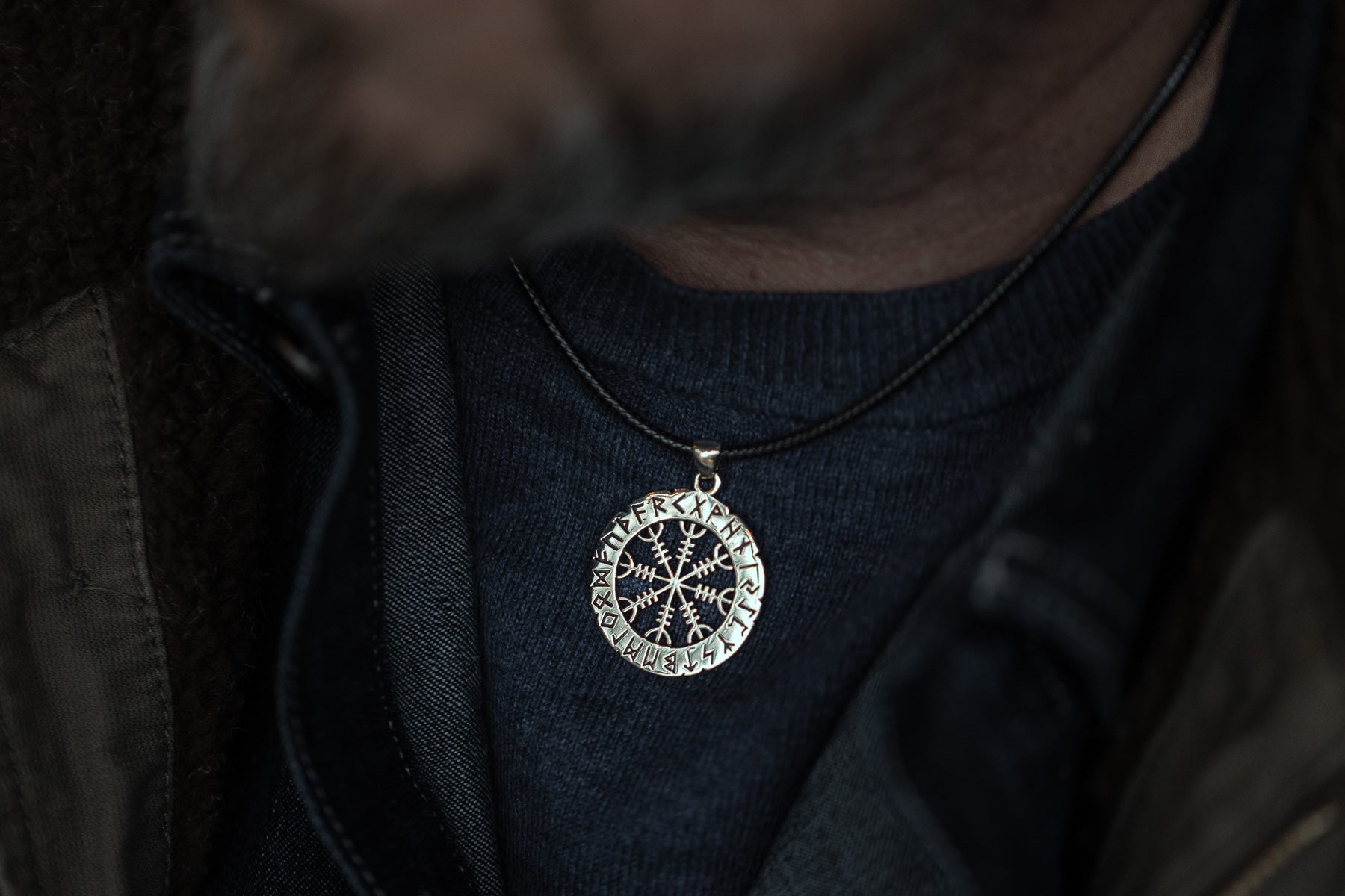 vkngjewelry Pendant Brass Helm of Awe Pendant Handcrafted Nordic Amulet with Elder Futhark Runes