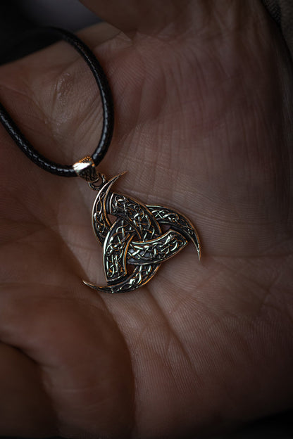 vkngjewelry Pendant Brass Odin’s Horn Pendant Handcrafted Norse Triple Horn Amulet