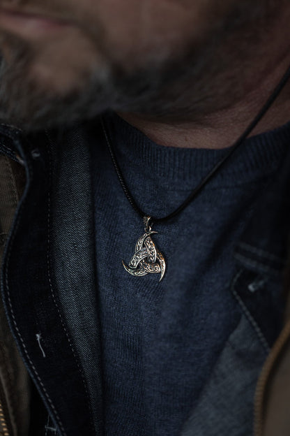 vkngjewelry Pendant Brass Odin’s Horn Pendant Handcrafted Norse Triple Horn Amulet