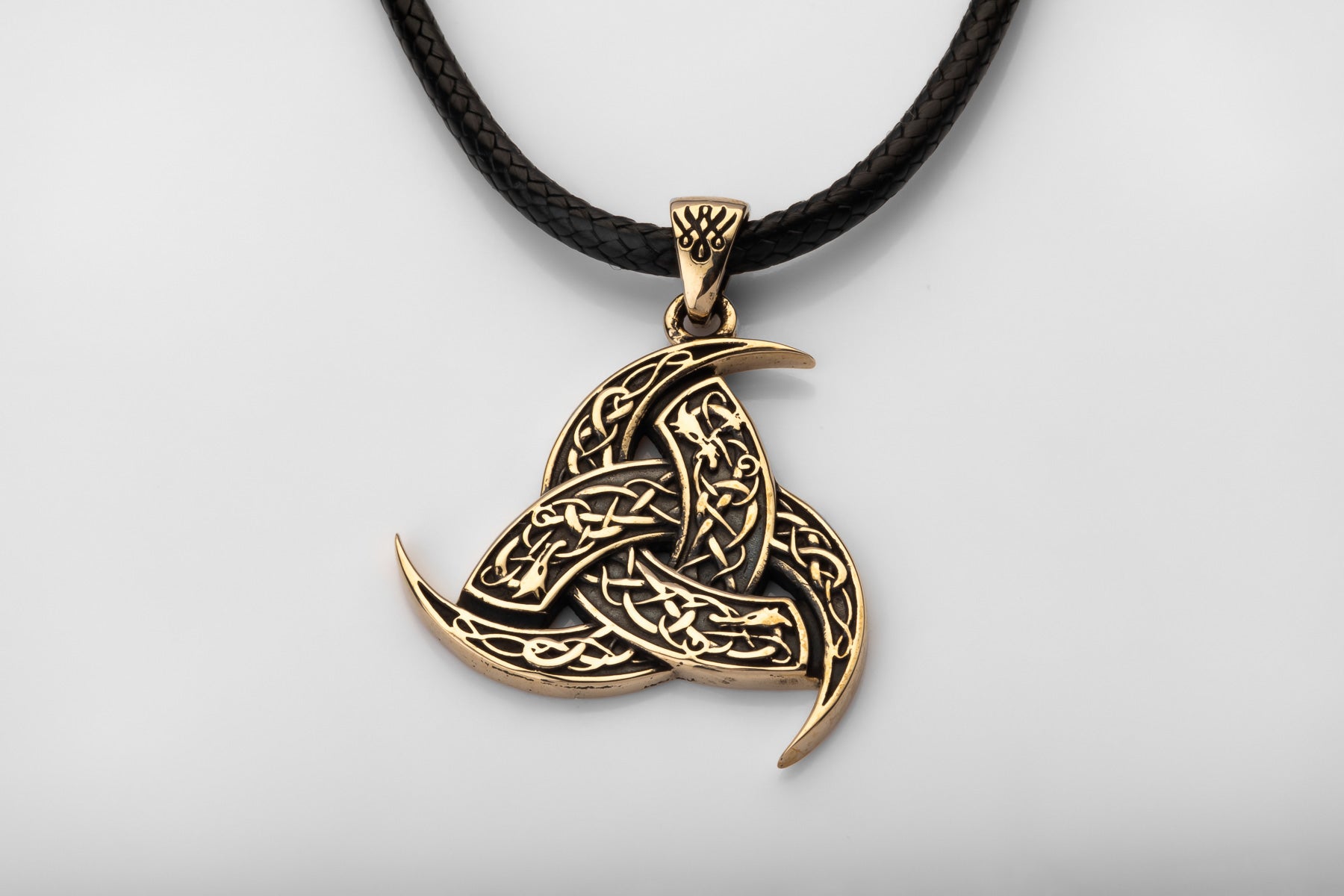 vkngjewelry Pendant Brass Odin’s Horn Pendant Handcrafted Norse Triple Horn Amulet