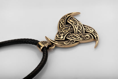 vkngjewelry Pendant Brass Odin’s Horn Pendant Handcrafted Norse Triple Horn Amulet