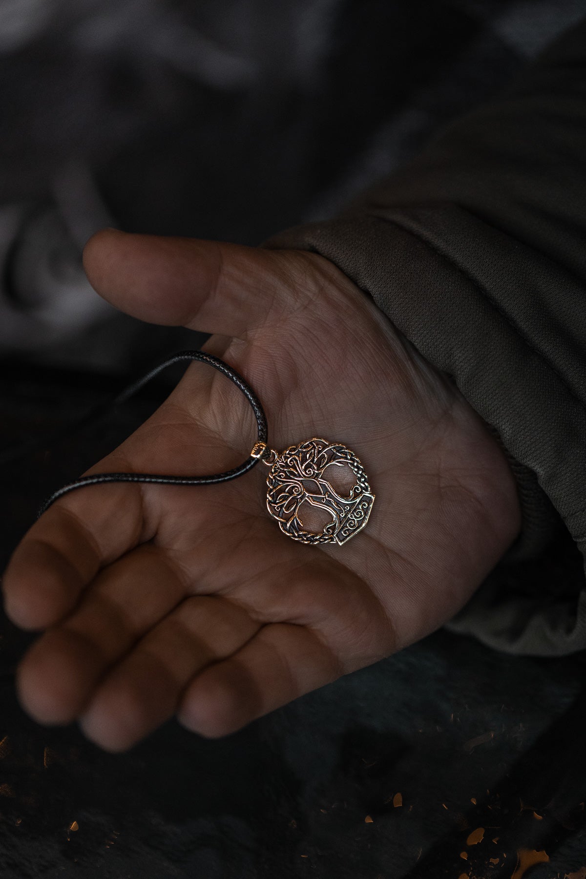 vkngjewelry Pendant Brass Yggdrasil Pendant Handcrafted Nordic Tree of Life Amulet