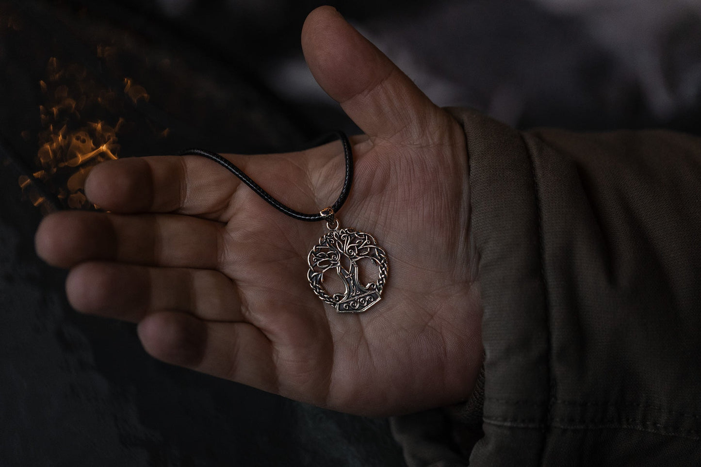 vkngjewelry Pendant Brass Yggdrasil Pendant Handcrafted Nordic Tree of Life Amulet