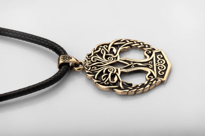 vkngjewelry Pendant Brass Yggdrasil Pendant Handcrafted Nordic Tree of Life Amulet