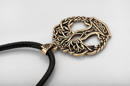 vkngjewelry Pendant Brass Yggdrasil Pendant Handcrafted Nordic Tree of Life Amulet