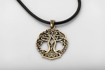 vkngjewelry Pendant Brass Yggdrasil Pendant Handcrafted Nordic Tree of Life Amulet