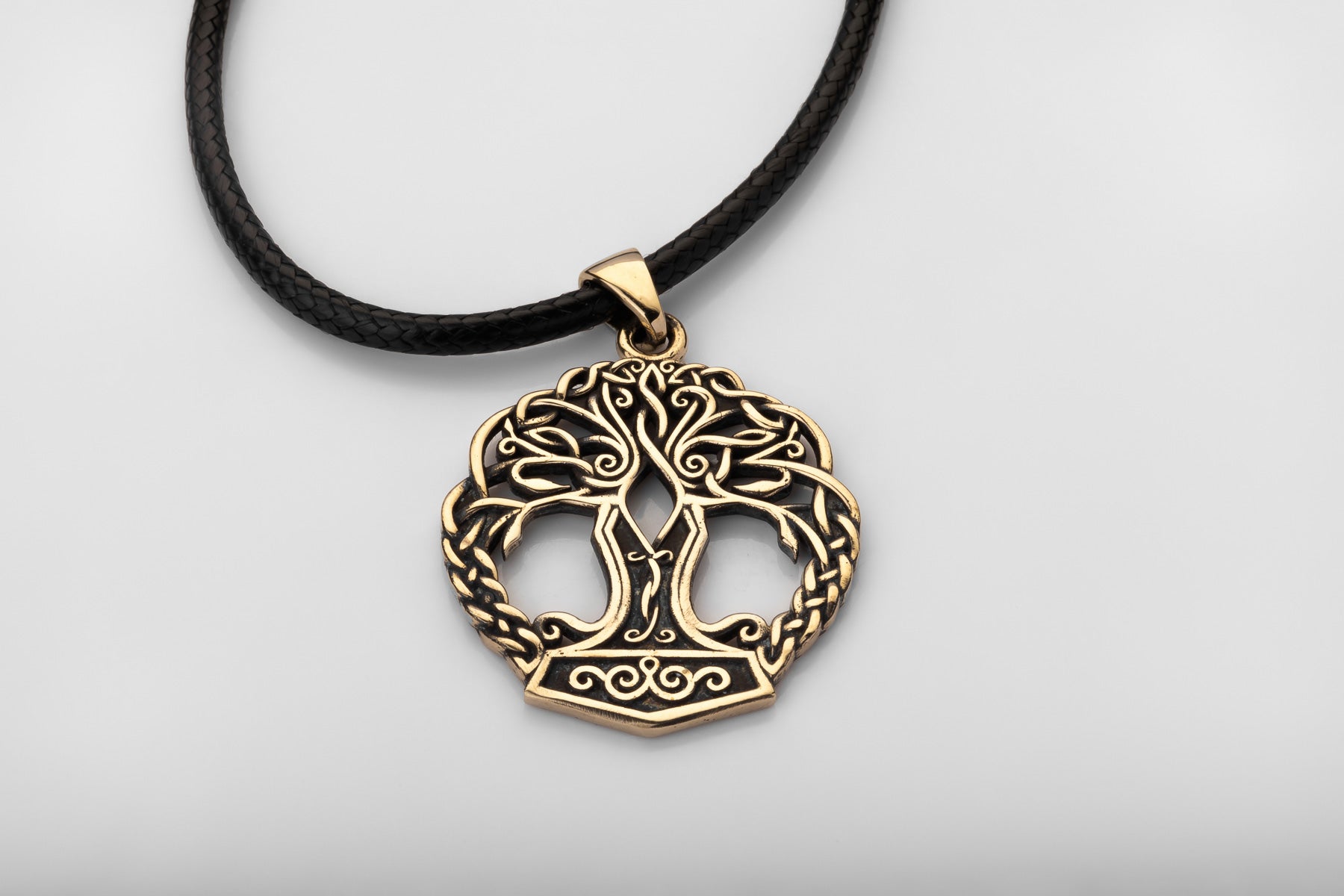 vkngjewelry Pendant Brass Yggdrasil Pendant Handcrafted Nordic Tree of Life Amulet