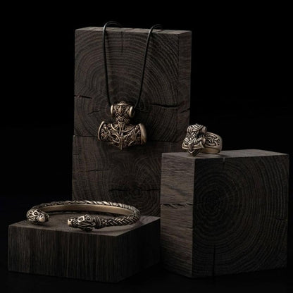 vkngjewelry Bracelet Bronze Cuff Hati & Skoll Viking Bracelet