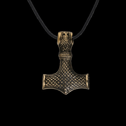 vkngjewelry Pendant Handcrafted Bronze Mjolnir One Side Pendant [Large]