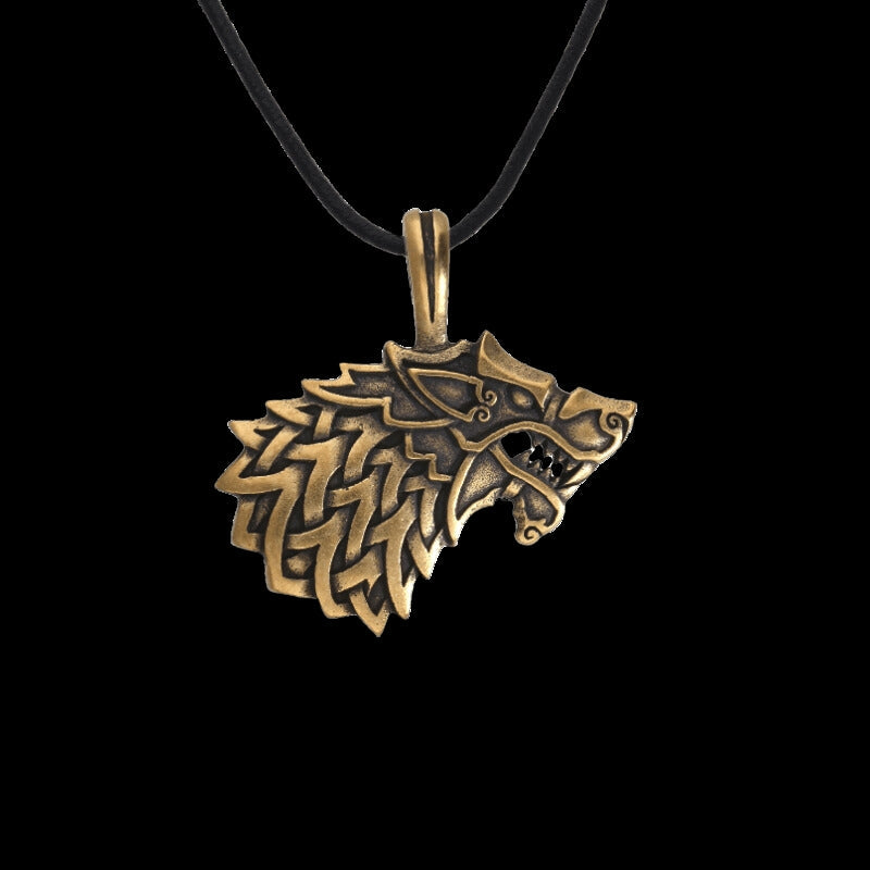 vkngjewelry Pendant Bronze Necklace Geri Wolf of Odin