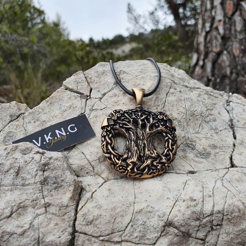 vkngjewelry Pendant Bronze Ravens Yggdrasil Necklace [Large]