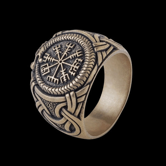 Handcrafted Vegvisir Ring Bronze