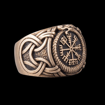 vkngjewelry Bagues Handcrafted Vegvisir Ring Bronze