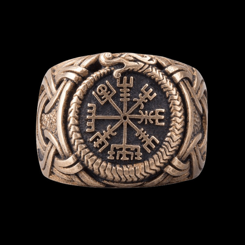vkngjewelry Bagues Handcrafted Vegvisir Ring Bronze