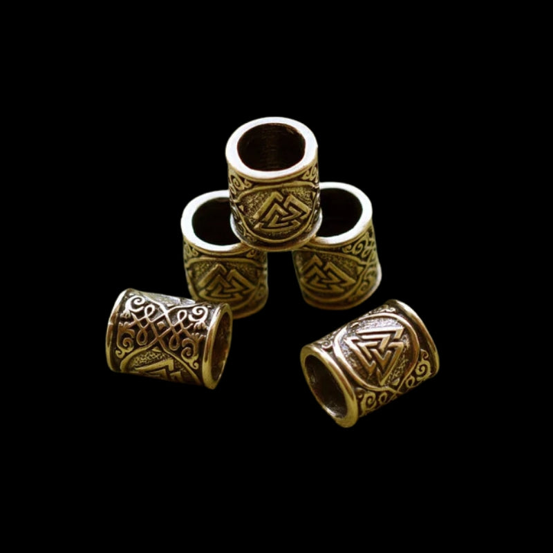 vkngjewelry Beads Bronze Viking Beard Bead Dreadlocks With Valknut And Celtic Ornament