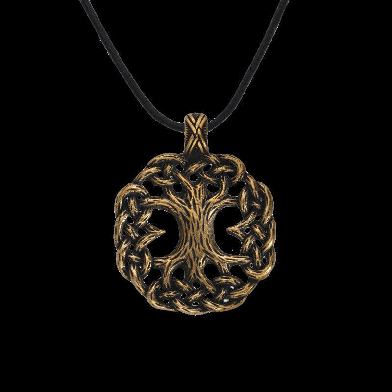 vkngjewelry Pendant Handcrafted Yggdrasil Wolf Rune Bronze Pendant