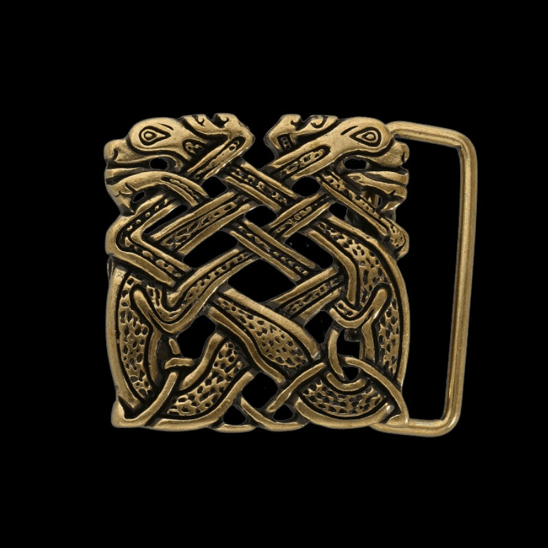 vkngjewelry Belt Buckles Hancrafted Celtic Dogs Squared small Belt Buckle