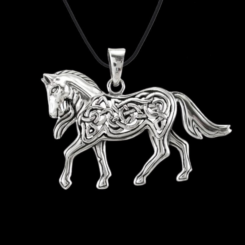 vkngjewelry Pendant Celtic Knotwork Horse Pendant 925 Sterling Silver