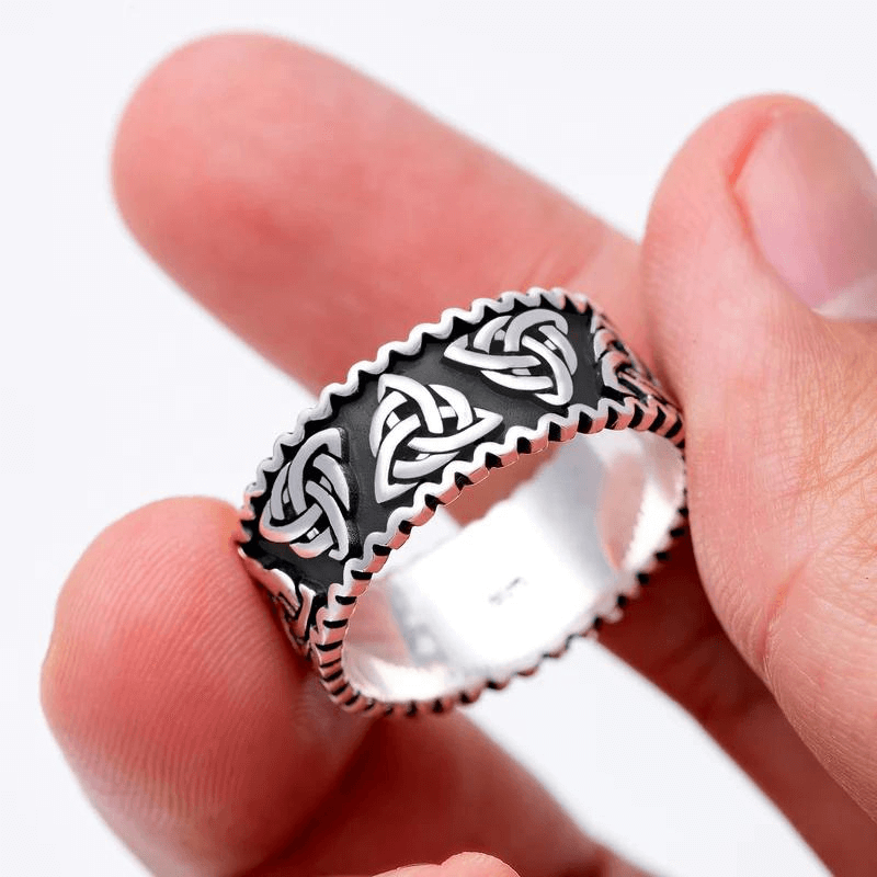 vkngjewelry Bagues CELTIC TRIQUETRA KNOT BAND RING 925 STERLING SILVER