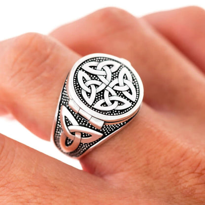 vkngjewelry Bagues Celtic Triquetra Poison Ring 925 Sterling Silver