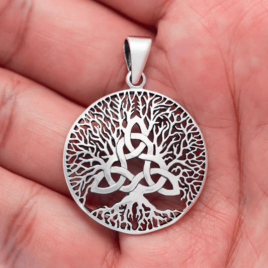 vkngjewelry Pendant Celtic Triquetra With Viking Yggdrasil Sterling Silver Pendant