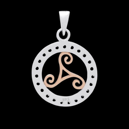 vkngjewelry Pendant Charm Rose Gold Triskelion Cubic Zirconia Sterling Silver Pendant