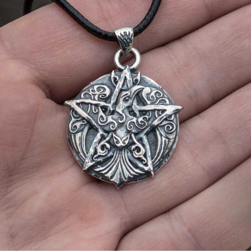 vkngjewelry Pendant Handcrafted Crown Pendant With Ornament Sterling Silver Wicca Jewelry