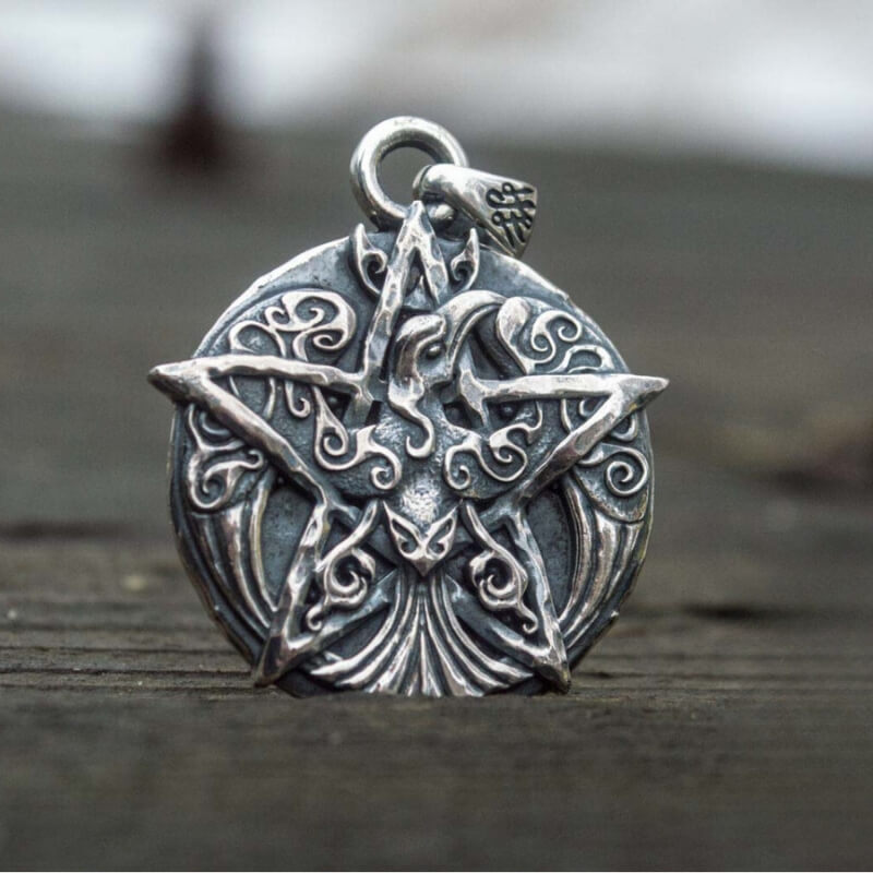 vkngjewelry Pendant Handcrafted Crown Pendant With Ornament Sterling Silver Wicca Jewelry