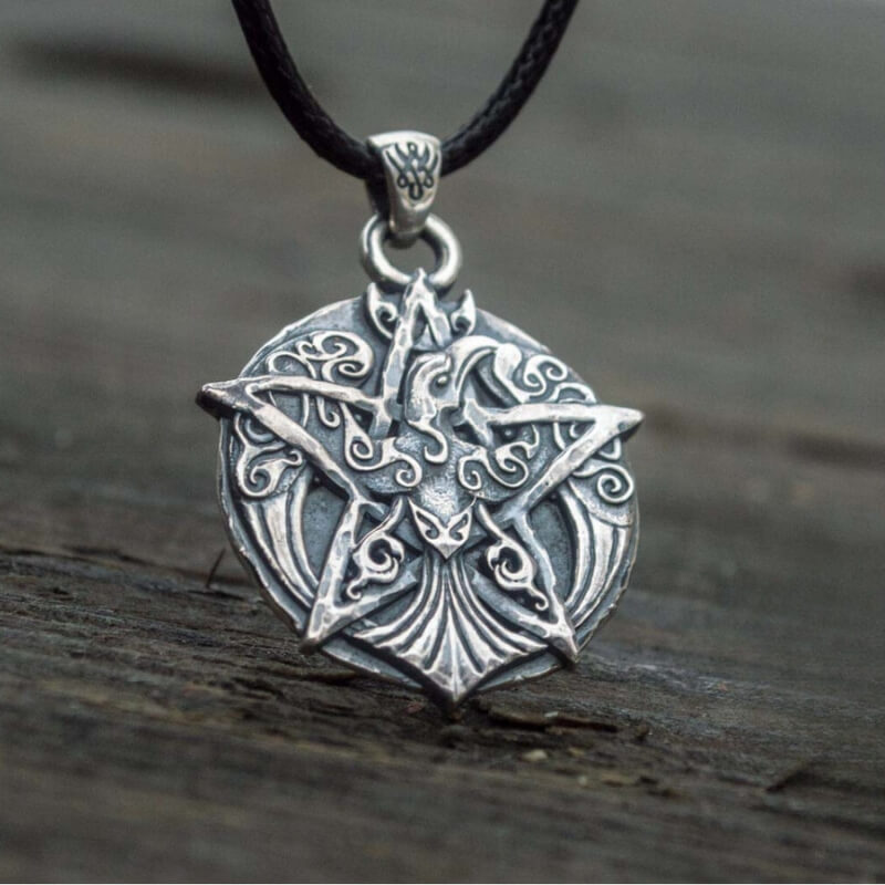 vkngjewelry Pendant Handcrafted Crown Pendant With Ornament Sterling Silver Wicca Jewelry
