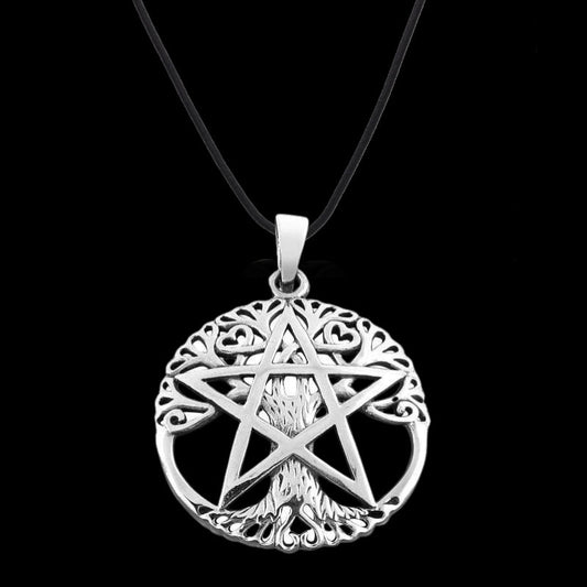 vkngjewelry Pendant Cut Out Tree Of Life Pentacle Pentagram Wiccan Pendant 925 Sterling Silver