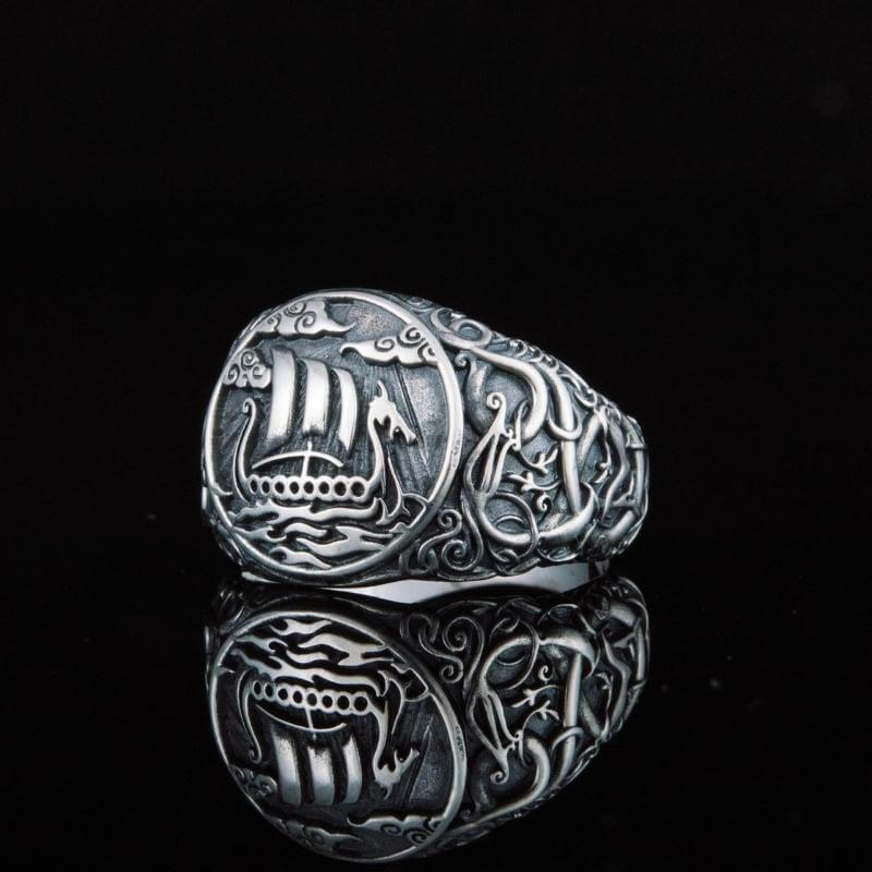 vkngjewelry Bagues Drakkar Urnes Style Sterling Silver