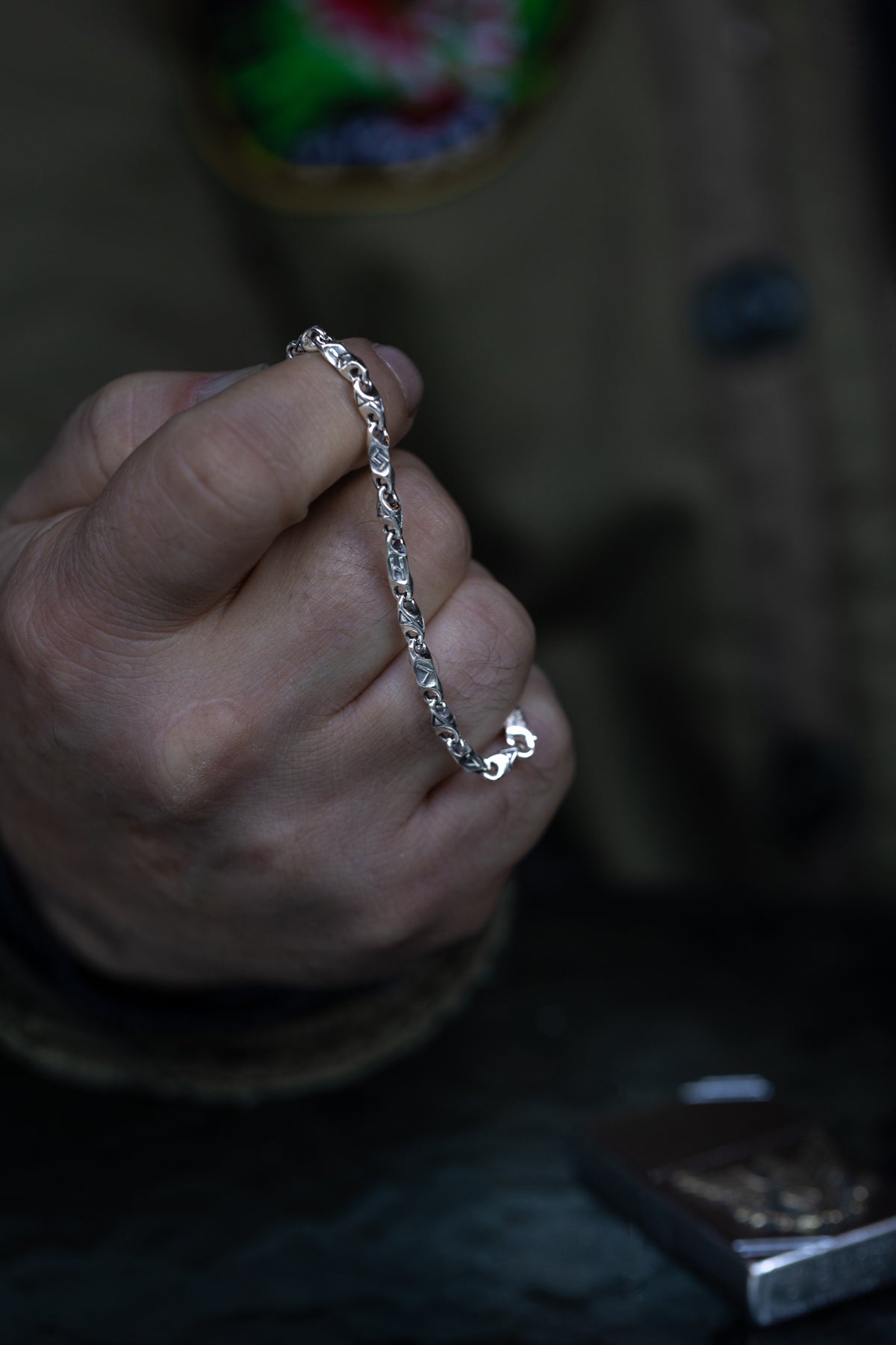 vkngjewelry Bracelet Viking Rune Link Bracelet Handcrafted Sterling Silver Amulet