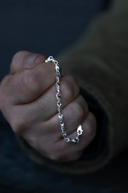 vkngjewelry Bracelet Viking Rune Link Bracelet Handcrafted Sterling Silver Amulet