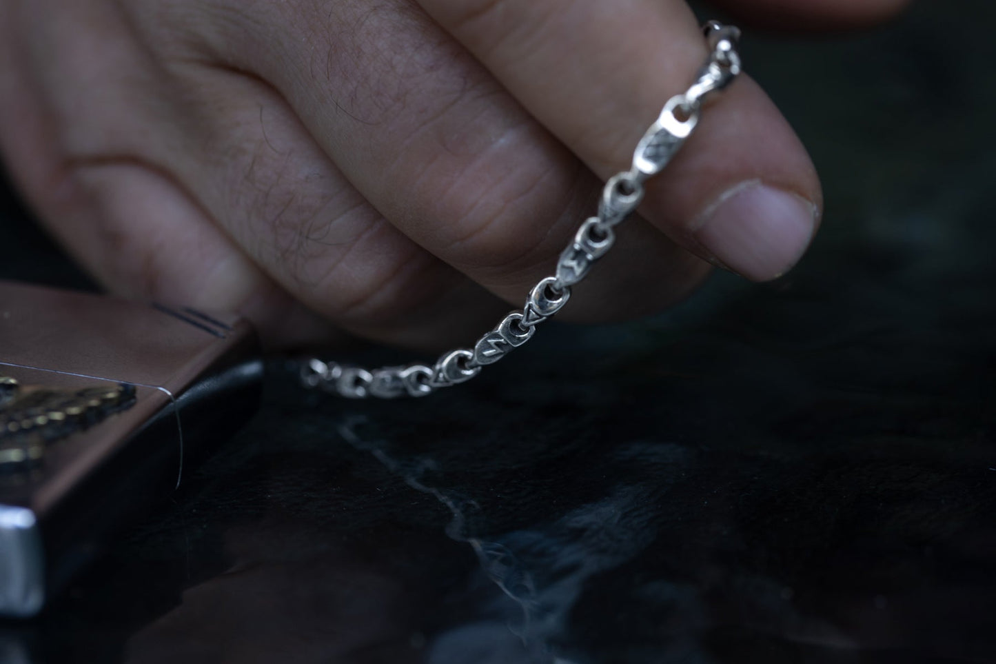 vkngjewelry Bracelet Viking Rune Link Bracelet Handcrafted Sterling Silver Amulet