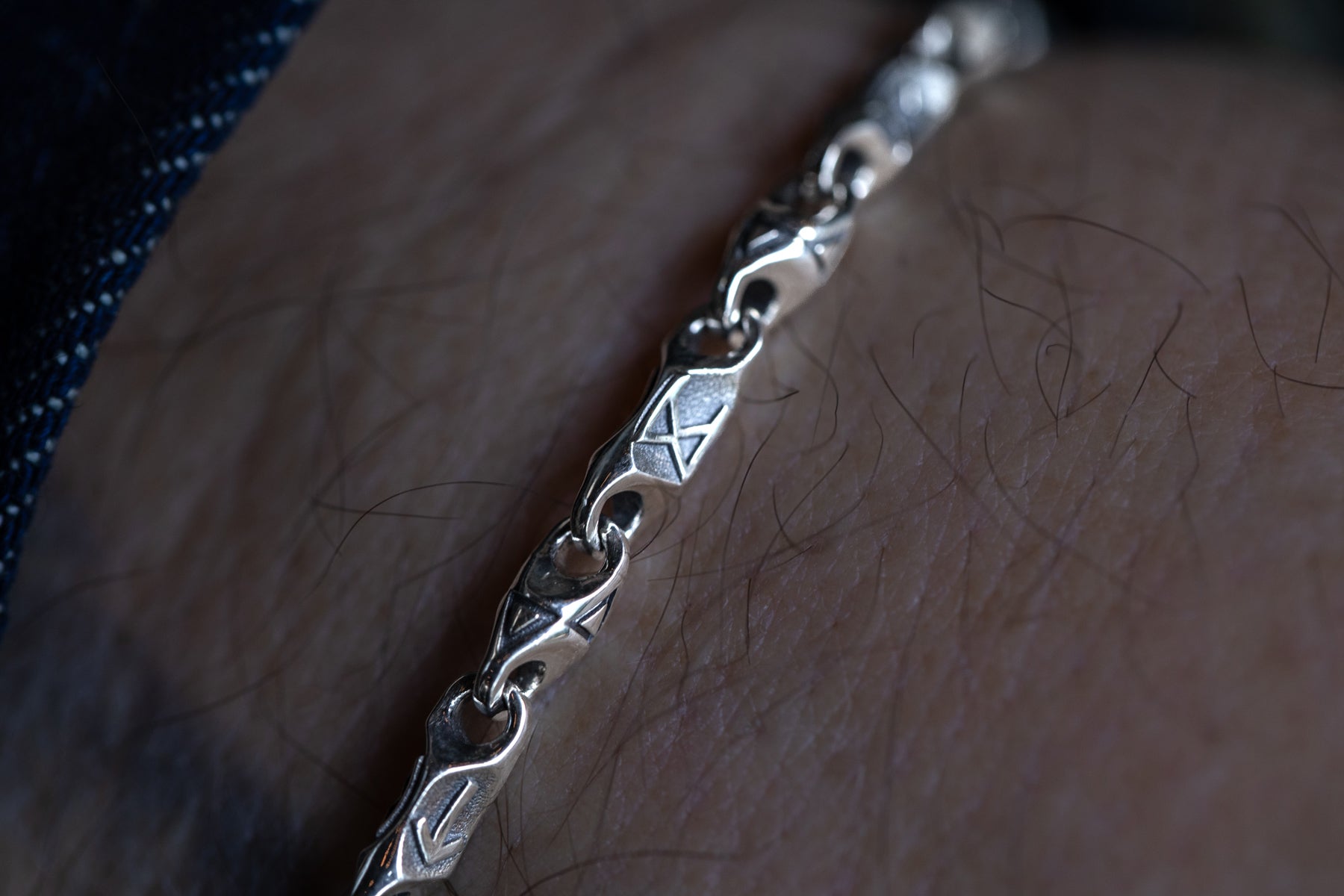 vkngjewelry Bracelet Viking Rune Link Bracelet Handcrafted Sterling Silver Amulet