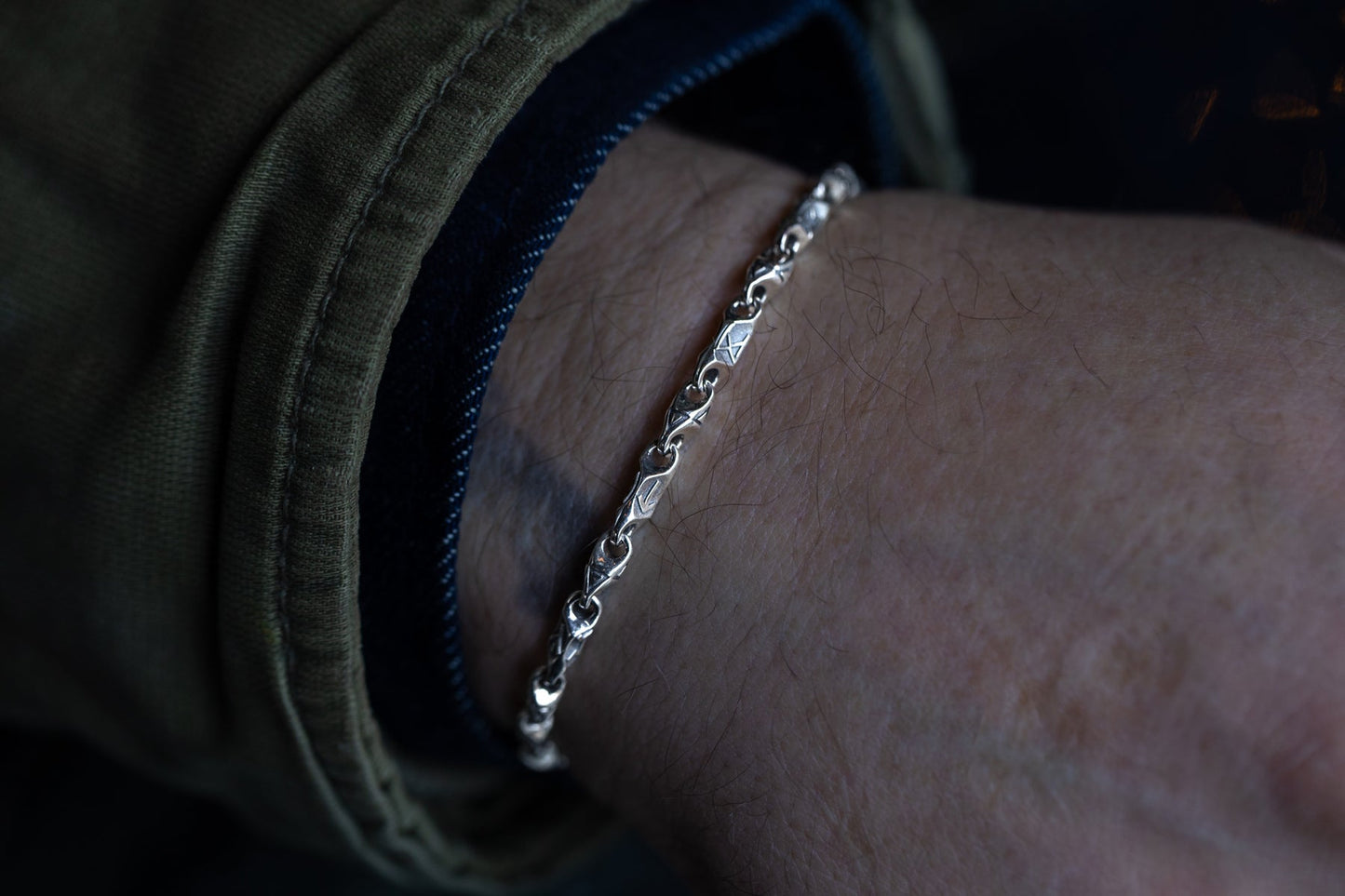 vkngjewelry Bracelet Viking Rune Link Bracelet Handcrafted Sterling Silver Amulet