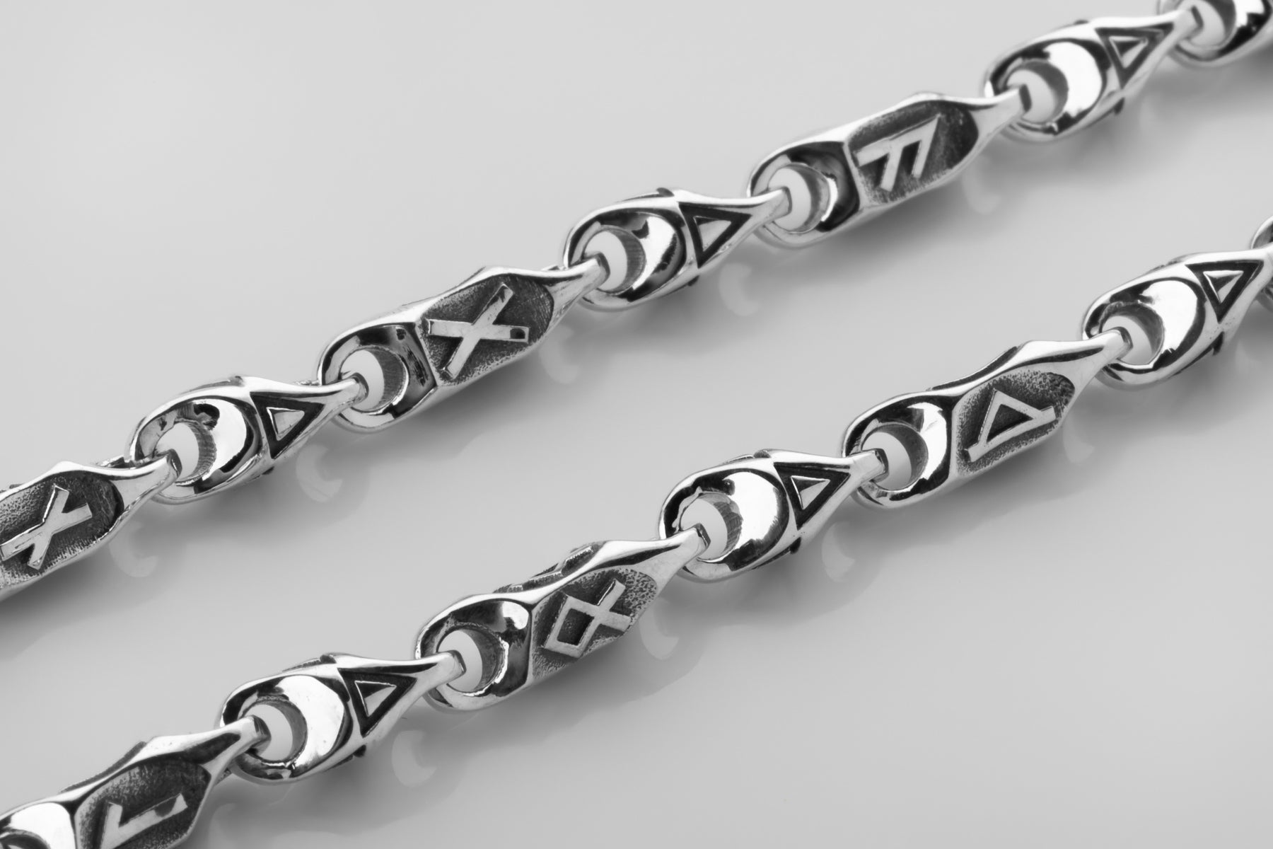 vkngjewelry Bracelet Viking Rune Link Bracelet Handcrafted Sterling Silver Amulet