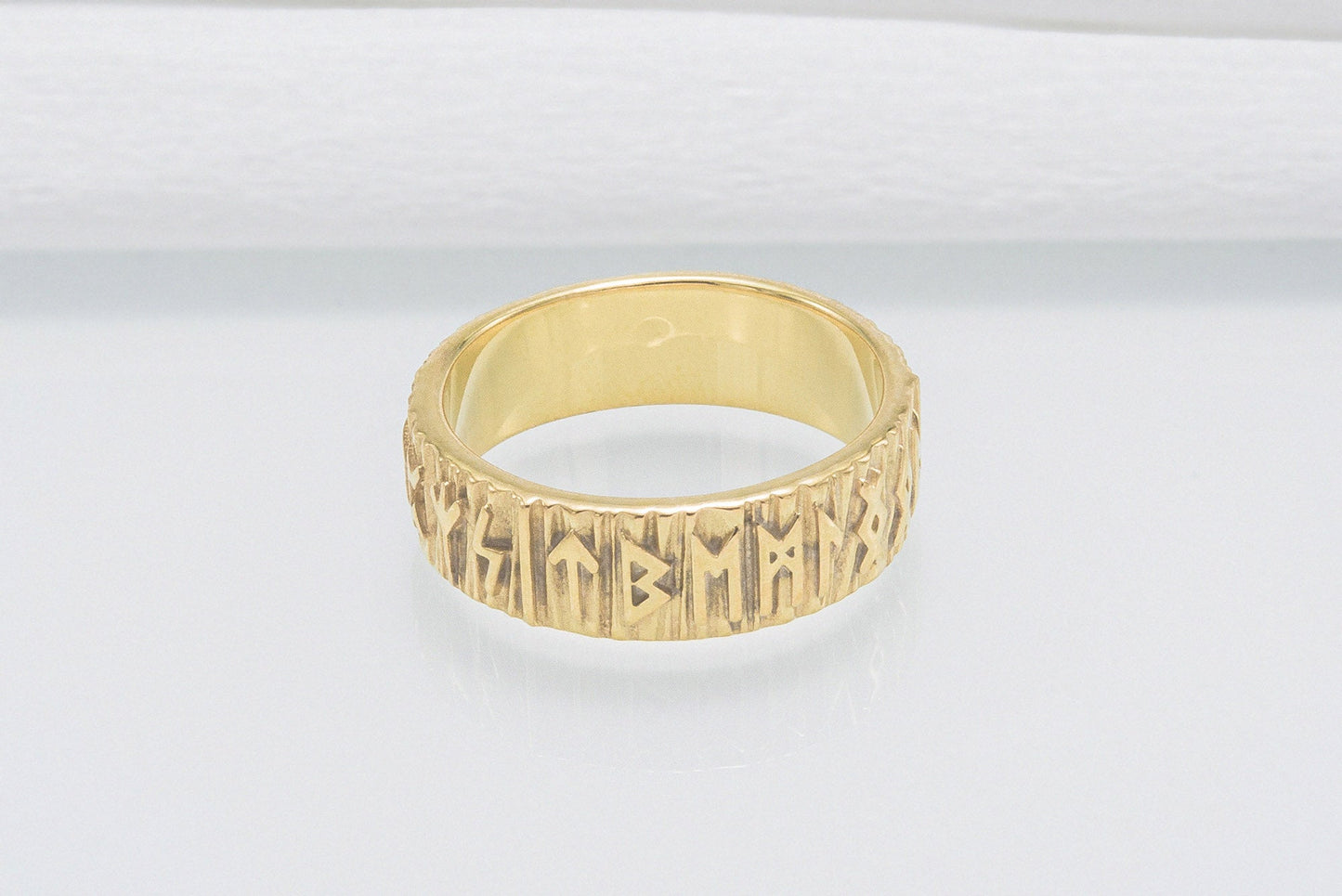 vkngjewelry Ring Handcrafted Elder Futhark Runes Gold Ring