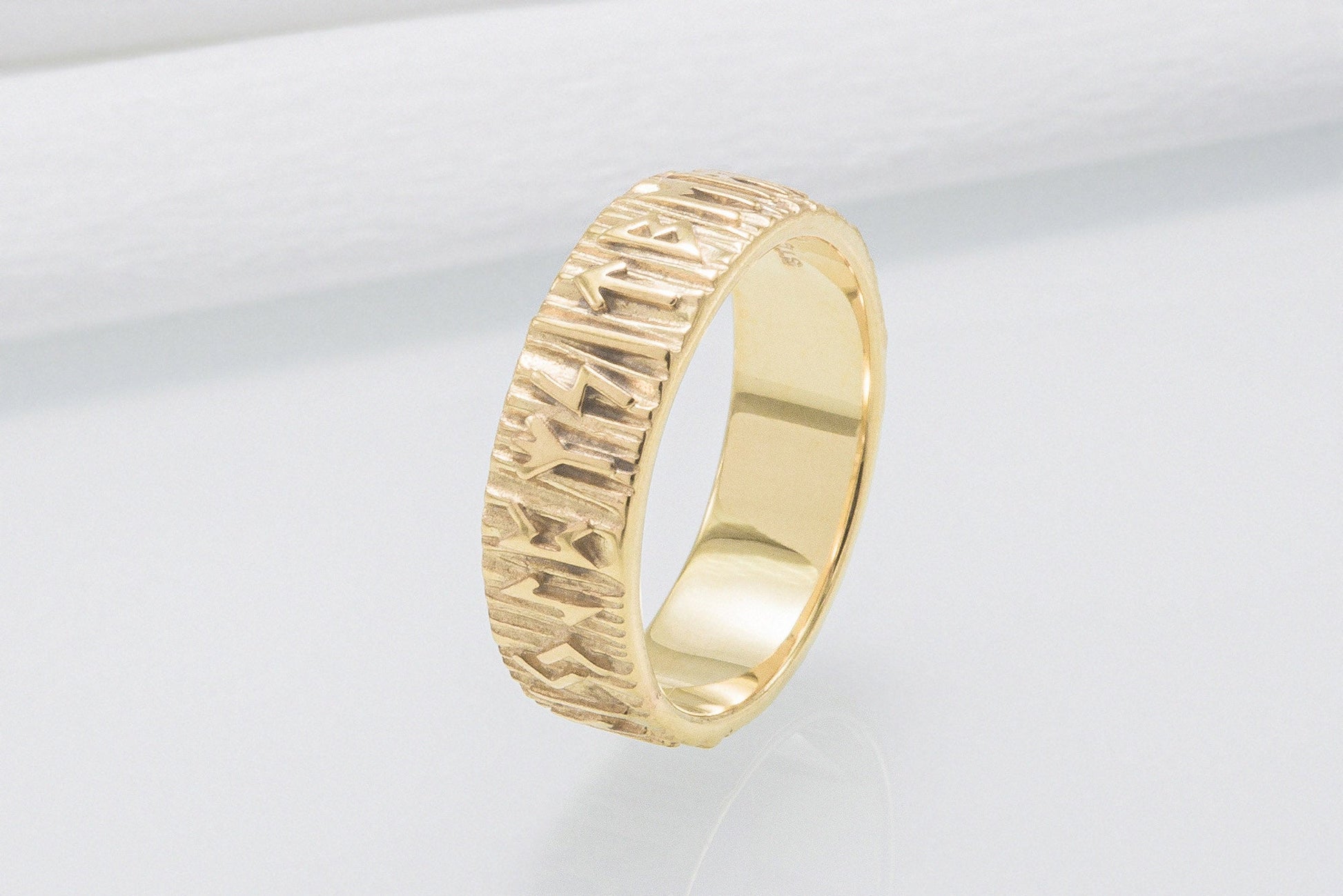 vkngjewelry Ring Handcrafted Elder Futhark Runes Gold Ring